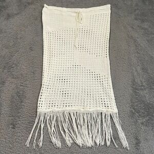 Amaryllis Open Knit‎ Coverup Skirt Women's M/L White Drawstring